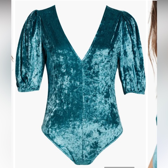 Free People Don’t You Wish Velvet Bodysuit in Deep Teal, Size X-Smal… - Picture 5 of 16